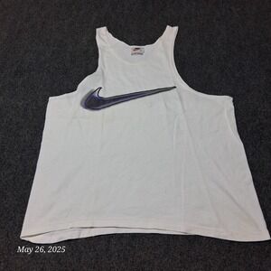Vintage Nike Tank Top Shirt Men Size Large Giant Graffiti Swoosh White